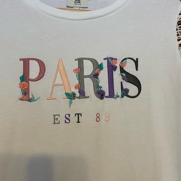 RIVER ISLAND NWOT WHITE T-SHIRT US 12P UK SZ 16 PETITE - Picture 3 of 7